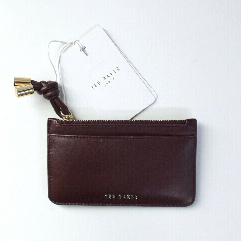 Ted Baker MOVA Knotted Leather Detail Zip Card Holder - Deep Purple